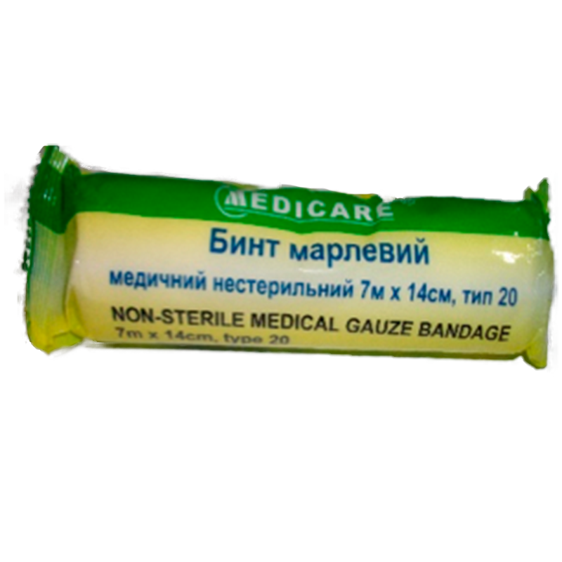 Бинт марлевий медичний нестерильний 7м х 14см "MEDICARE", тип 20